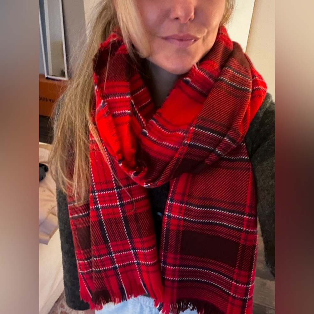 H&M red plaid scarf